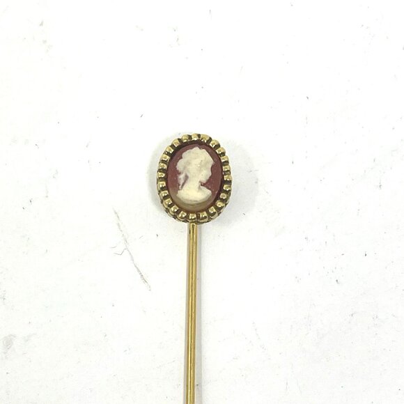 Vintage Cameo Stick Pin With Gold Tone & Silver Tone Accents - Picture 2 of 3